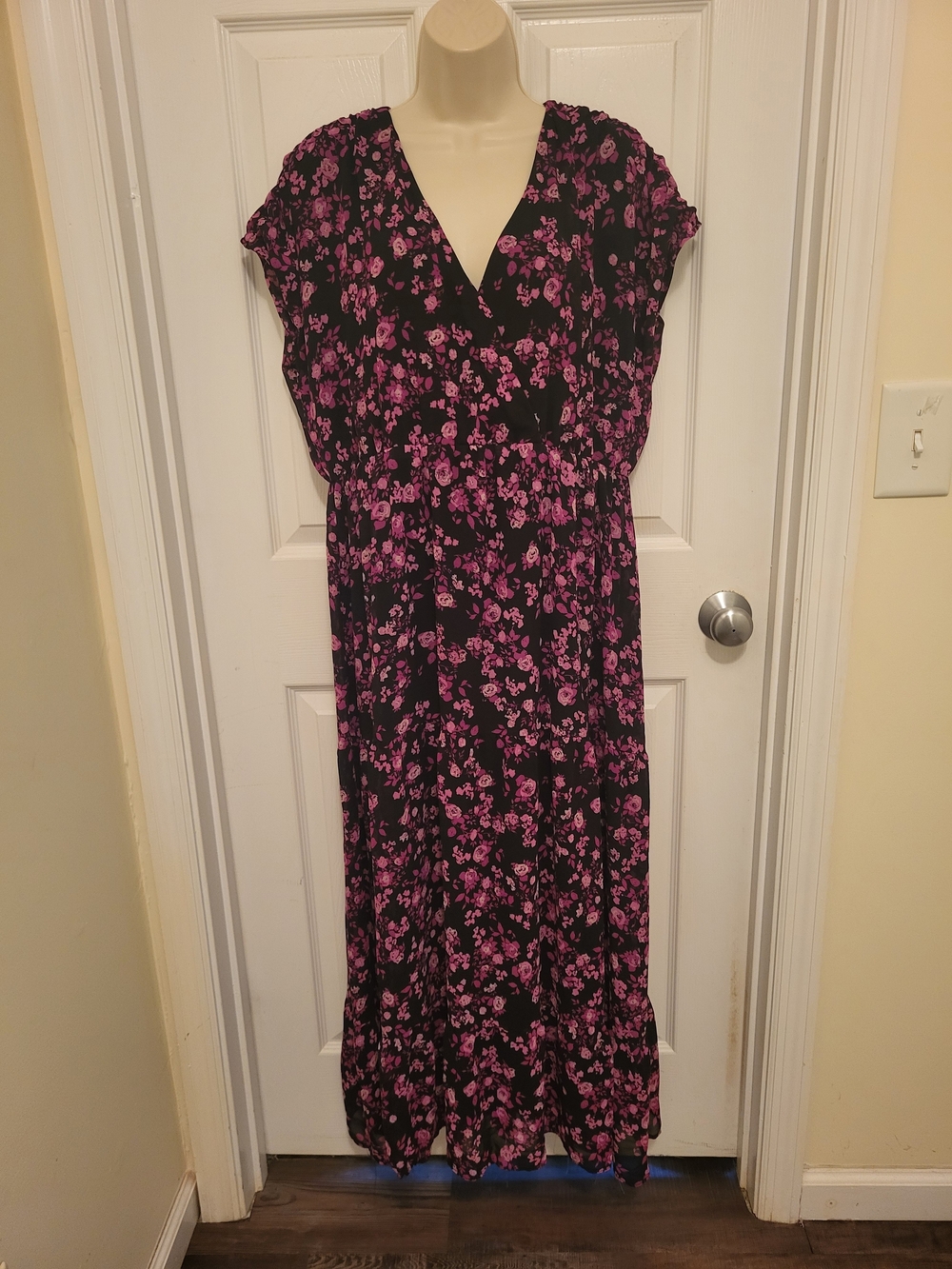 torrid Black Maxi Dress with Pink Floral Print